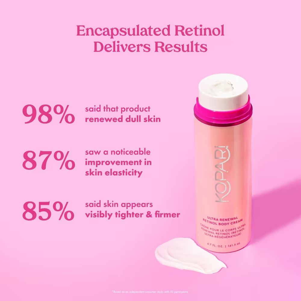 Kopari Ultra Renewal Retinol Body Cream application from neck to toes.