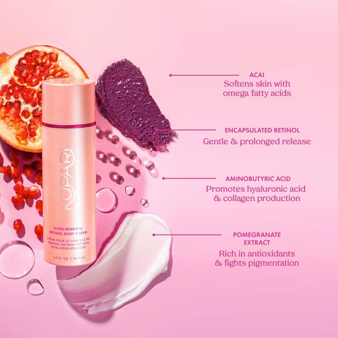 Kopari Ultra Renewal Retinol Body Cream silky texture close up showing hydration.