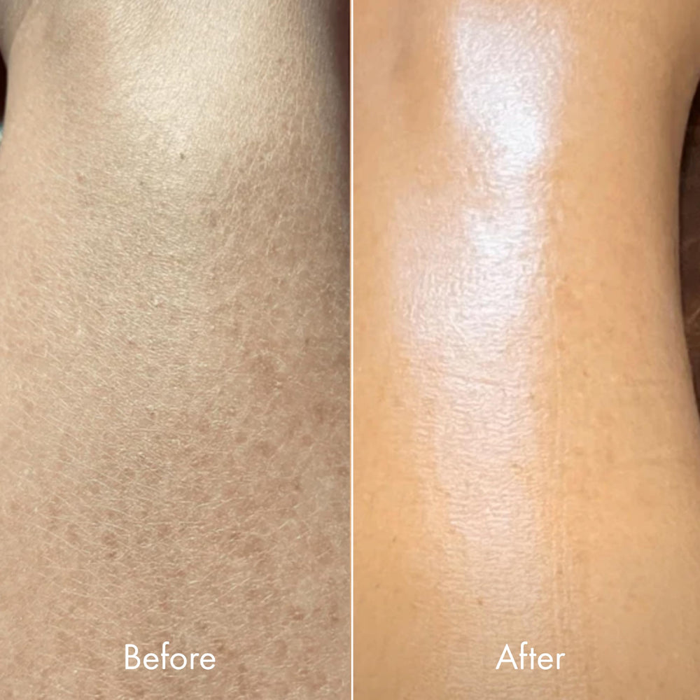 Kopari Ultra Restore Body Butter being applied on skin for smooth feel.