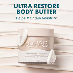 Kopari Ultra Restore Body Butter texture swirl highlighting whipped formula.