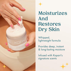 Kopari Ultra Restore Body Butter tub open to reveal creamy formula.