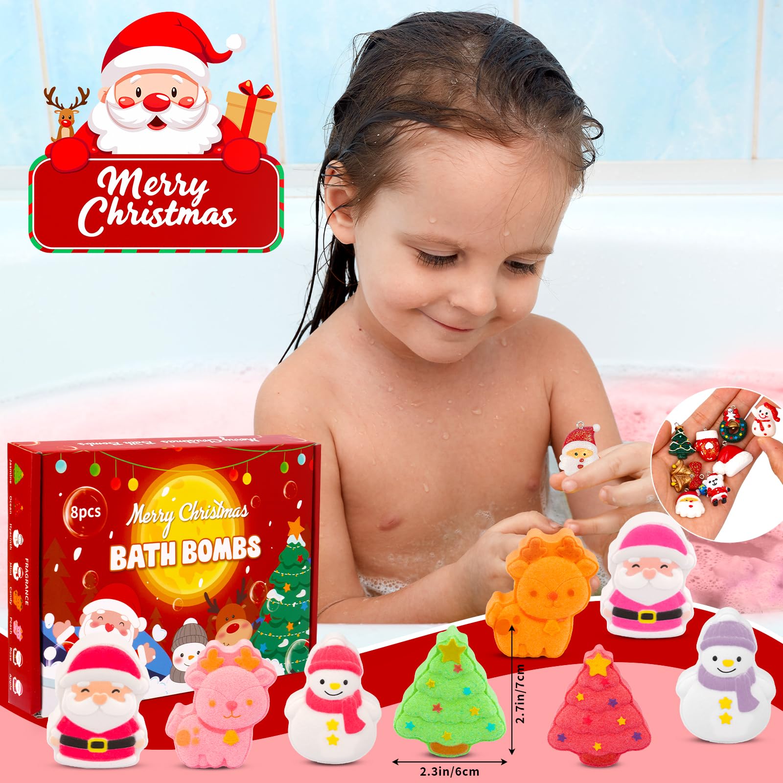 KOPHINYE Christmas Bath Bombs Tree surprise fizzes with colorful scents and resin keepsake