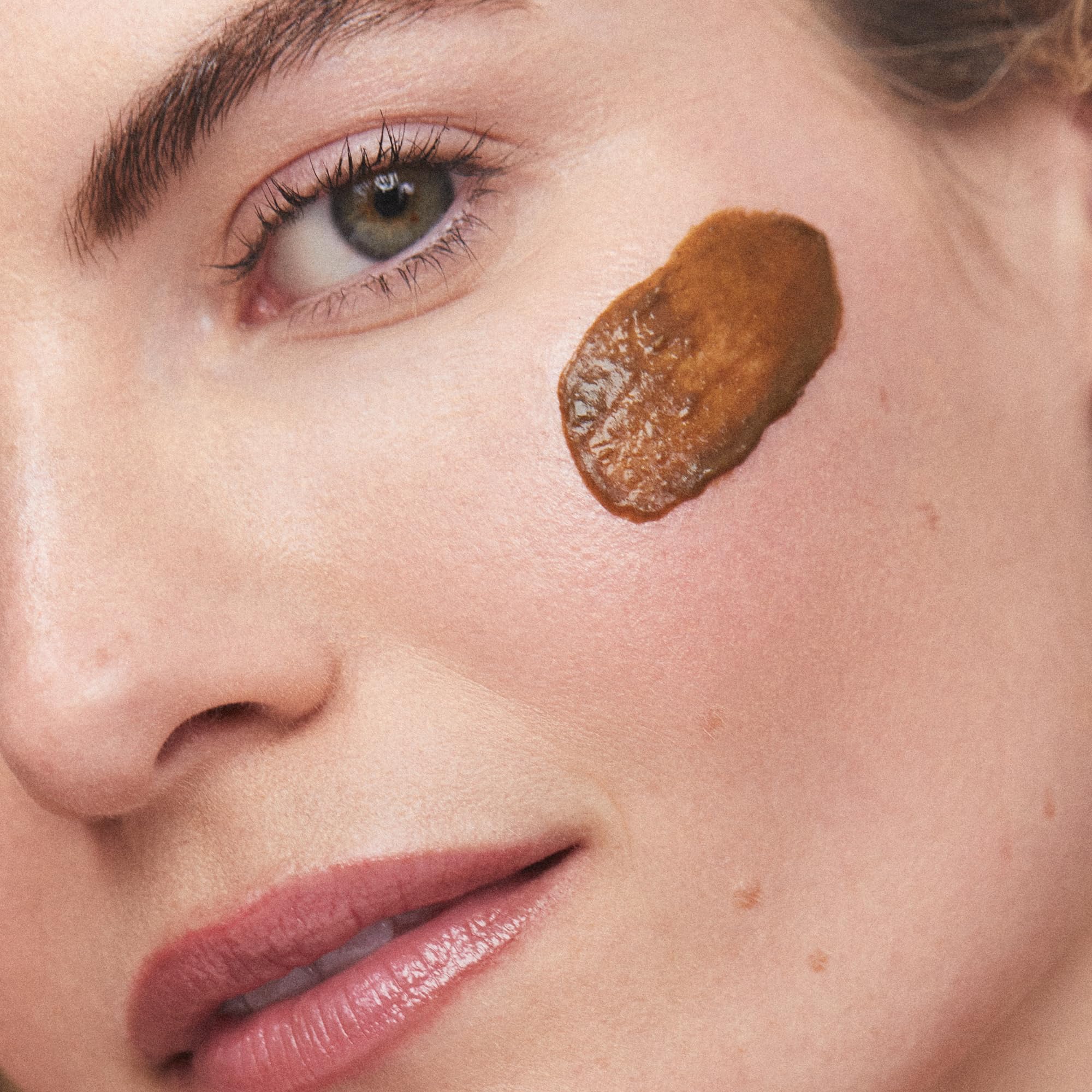 KORA Organics Before-after glow hint on cheek after mask use