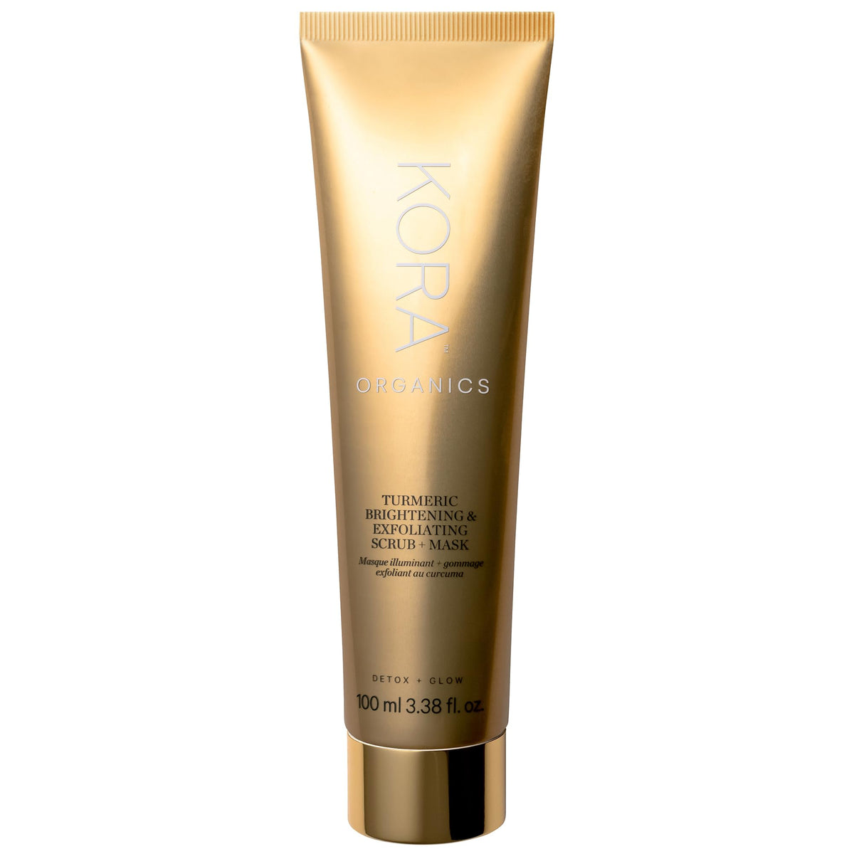KORA Organics Turmeric Brightening Mask packaging closeup signaling premium organic skincare
