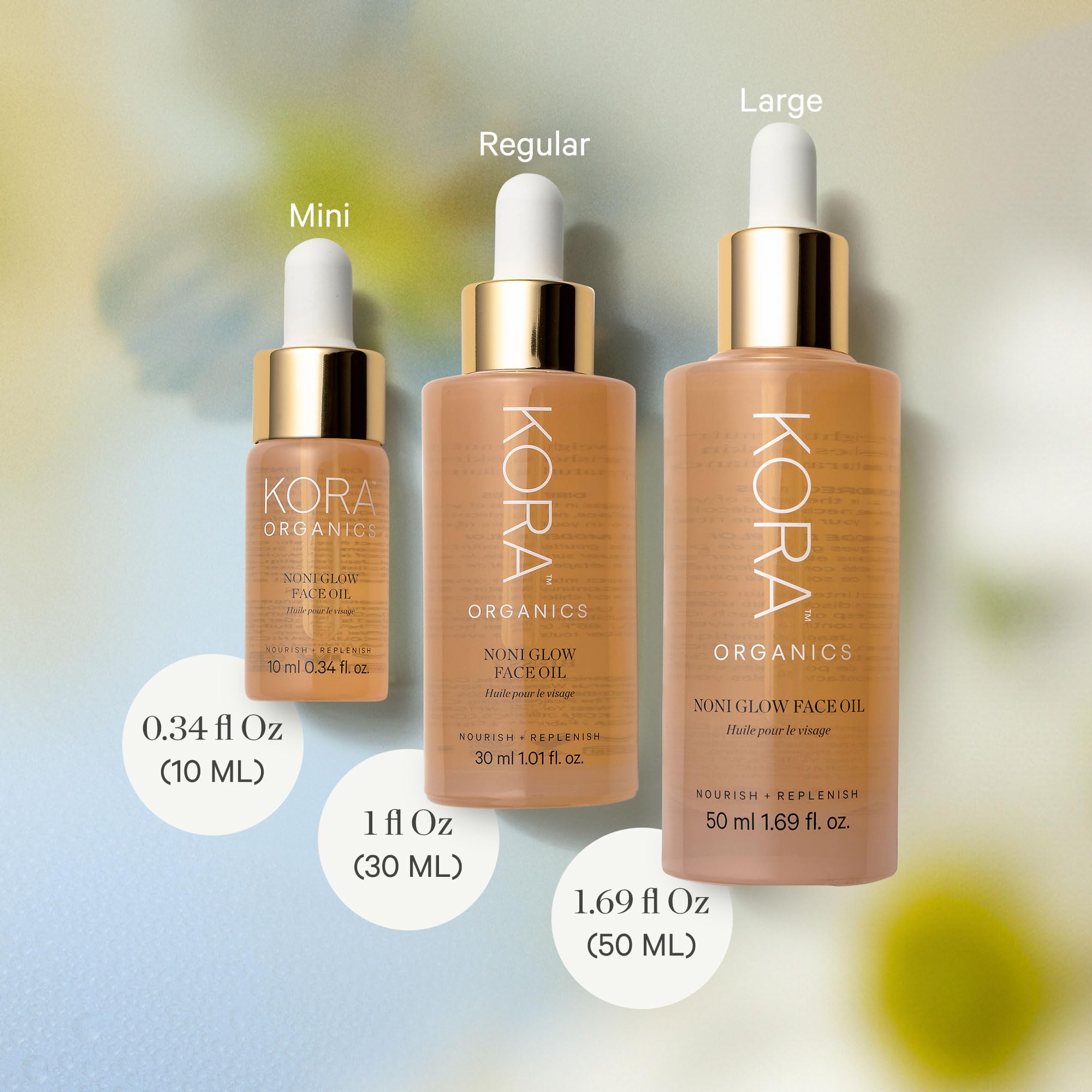 Noni Glow bottle beside routine for morning or night use.