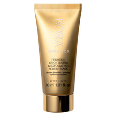 KORA Organics turmeric-brightening-exfoliating-mask-jar shows smoother, brighter skin.