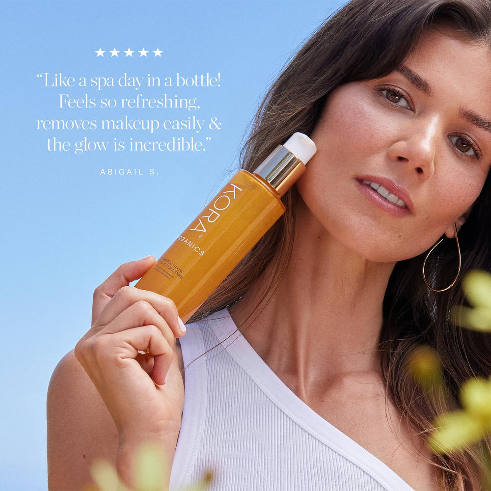 KORA Organics Turmeric Glow Foaming Cleanser soft foam lather supports gentle cleansing