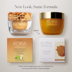 KORA Organics Turmeric Glow Moisturizer application scene for morning and night use