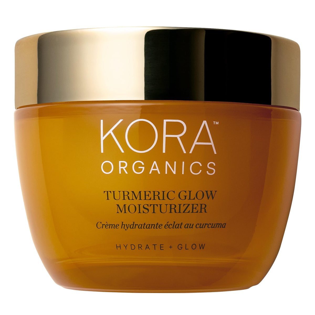 KORA Organics Turmeric Glow Moisturizer jar closeup showing hydration and texture