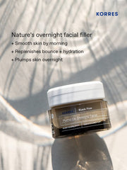 KORRES night cream applied to face for overnight hydration