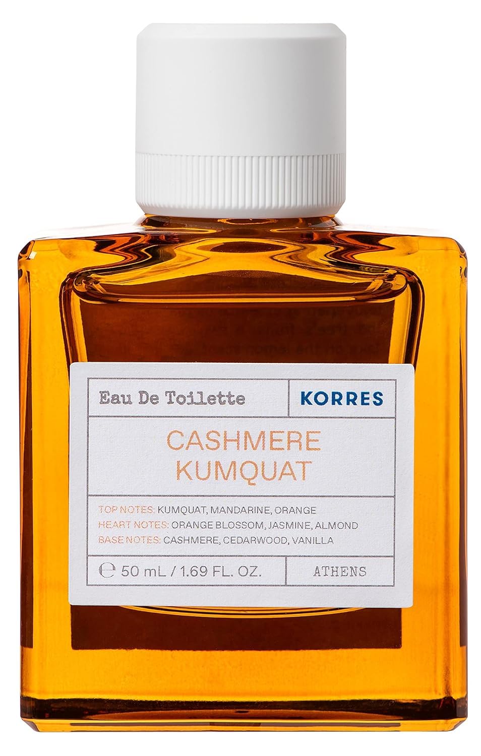 KORRES Cashmere Kumquat EDT bottle shot showcasing premium packaging and lasting fragrance appeal