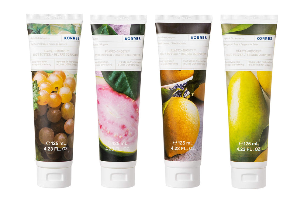 KORRES Elasti-Smooth packaging with recyclable design for eco-friendly skincare.