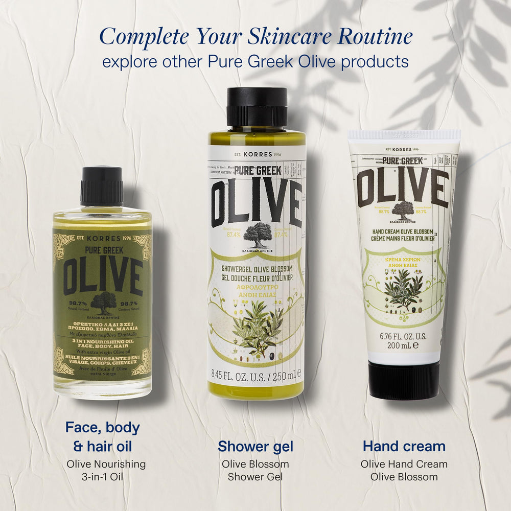 KORRES olive oil on dry skin for a healthy glow