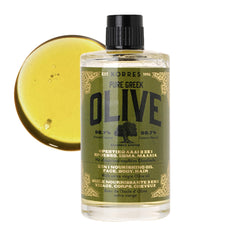 KORRES olive oil face bottle close-up for hydrating skin