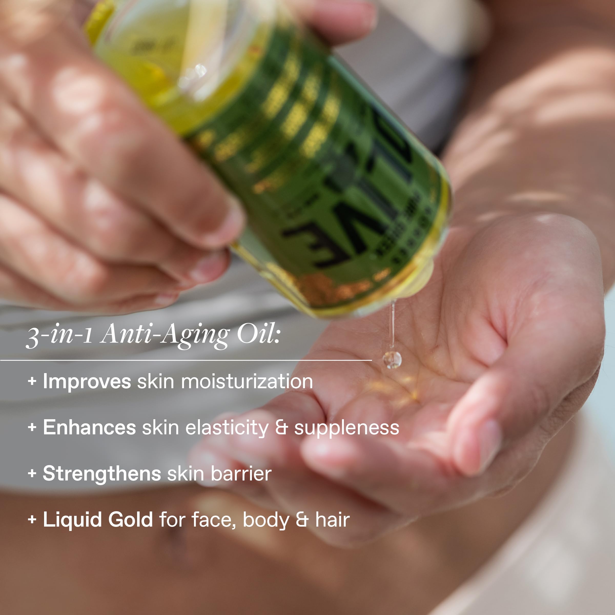 KORRES olive oil on hair ends close-up for nourishment