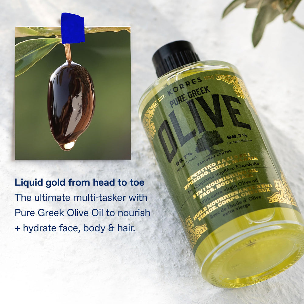 KORRES olive oil packaging showing recyclable label