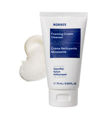 KORRES Greek Yoghurt Cleanser bottle with foamy lather for gentle cleansing.