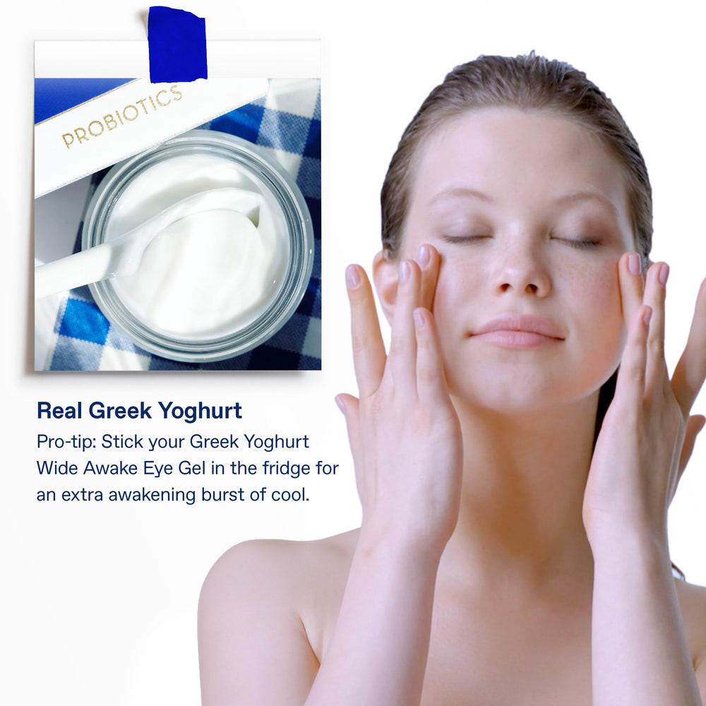 KORRES bottle label with Greek yogurt imagery