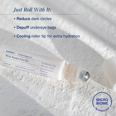 KORRES eye gel closeup texture shows creamy yogurt formula for hydration