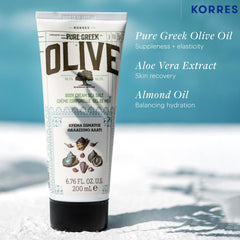 KORRES olive oil ingredient close-up shows cold-pressed nutrients for nourishment.