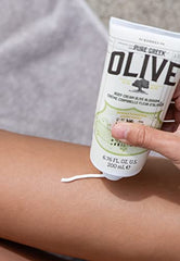 KORRES Olive Oil ingredients close-up emphasizes premium cold-pressed Greek oil benefits.