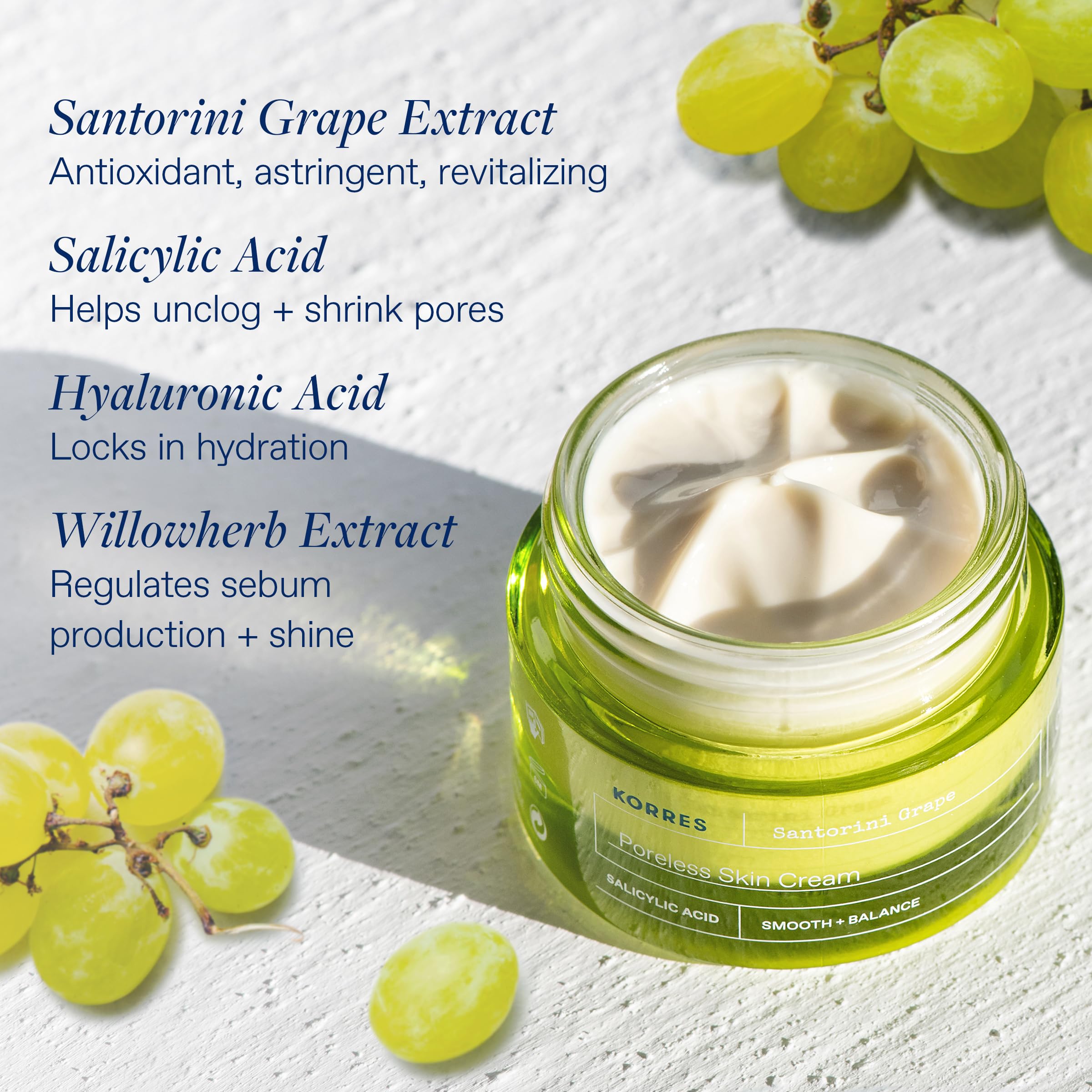 KORRES Santorini Grape Willowherb extract visual for shine control