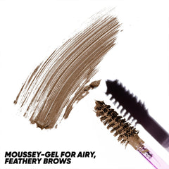 Kosas Air Brow Soft Brown brush-stroke demonstrates controlled pigment for a bold, natural look.