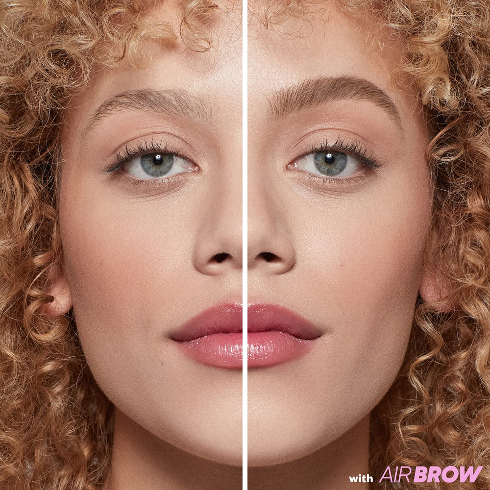 Kosas Air Brow Soft Brown full-fluff look highlights lifted, voluminous brows with soft hold.