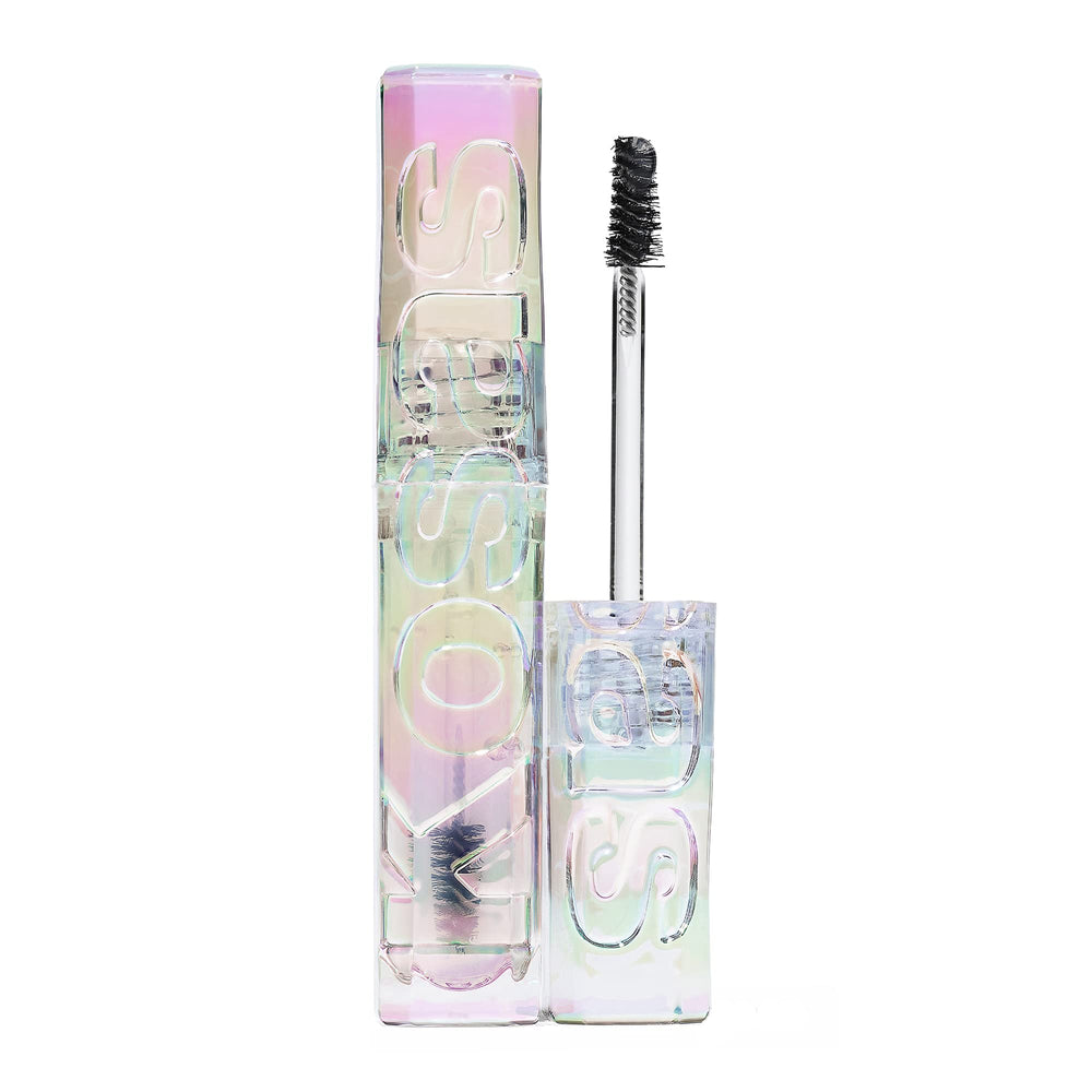 Kosas Air Brow Tinted Gel packaging closeup shows longwear vegan formula.