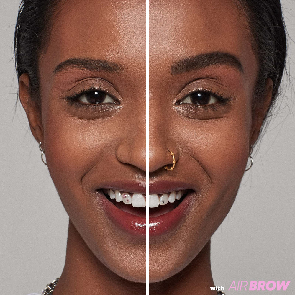 Kosas Air Brow swatch in brown black shows high-payoff pigment.
