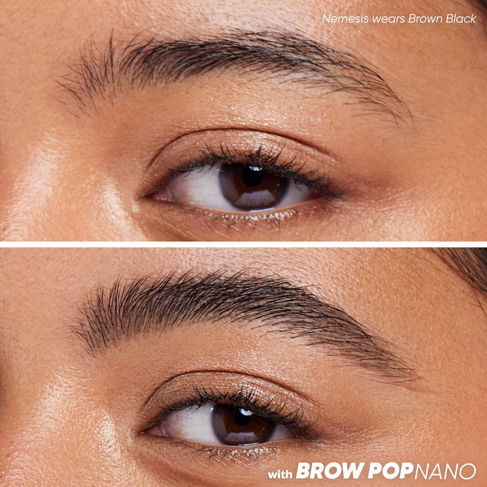 Kosas Brow Pop Nano 1mm tip action close-up for feathered brows.