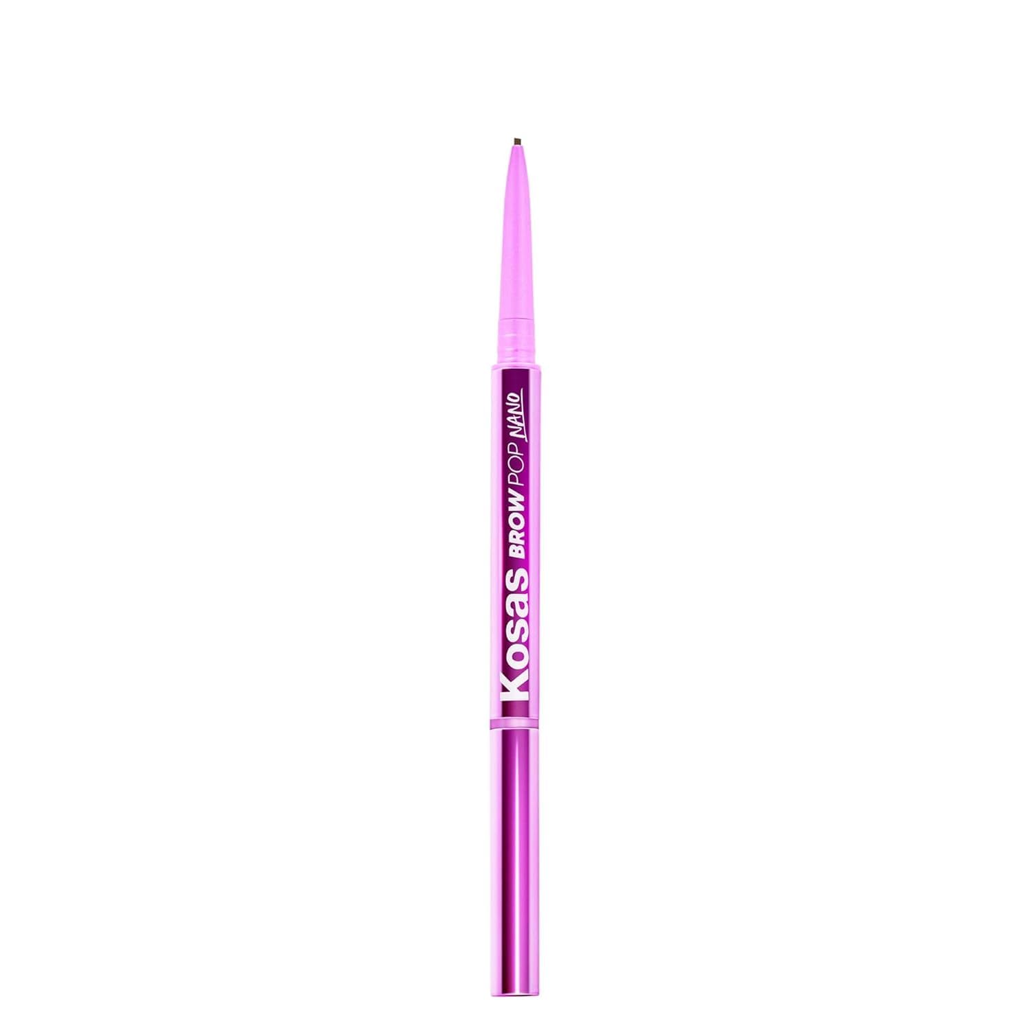 Kosas Brow Pop Nano precision-tip closeup demonstrates ultra-fine brow detailing for natural results.