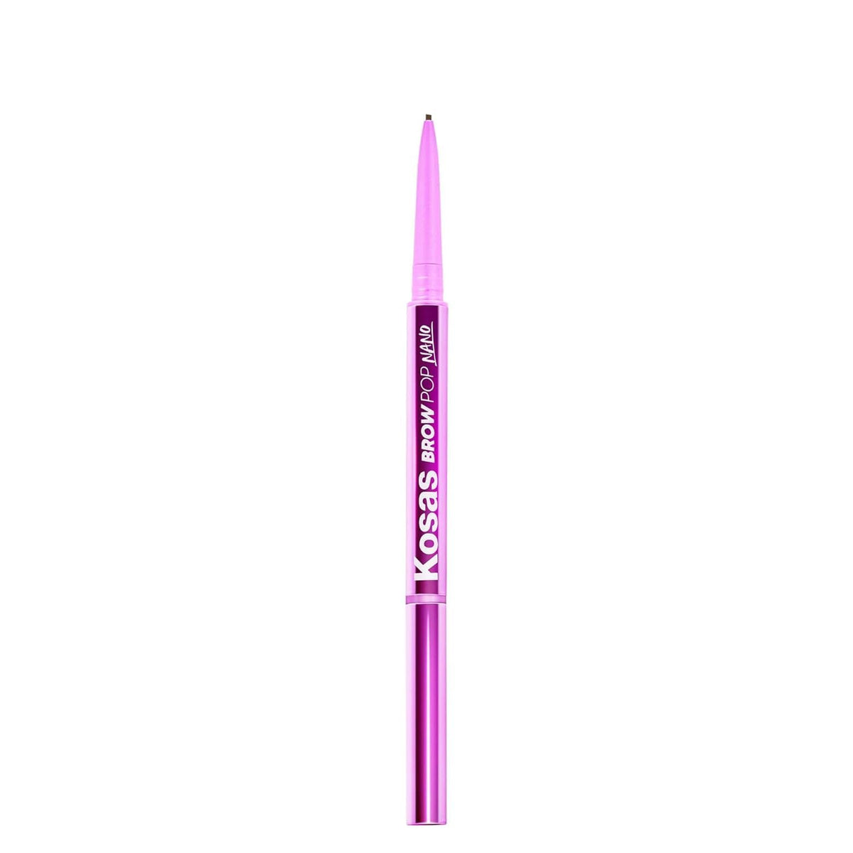 Kosas Brow Pop Nano precision-tip closeup demonstrates ultra-fine brow detailing for natural results.