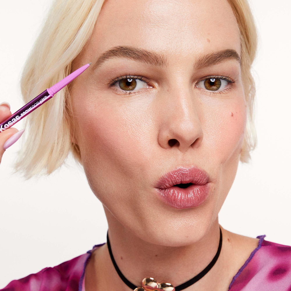 Kosas Brow Pop Nano being layered with other Kosas brow products