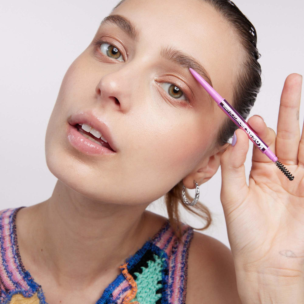 Kosas Brow Pop Nano shade swatches medium brown for versatile looks.