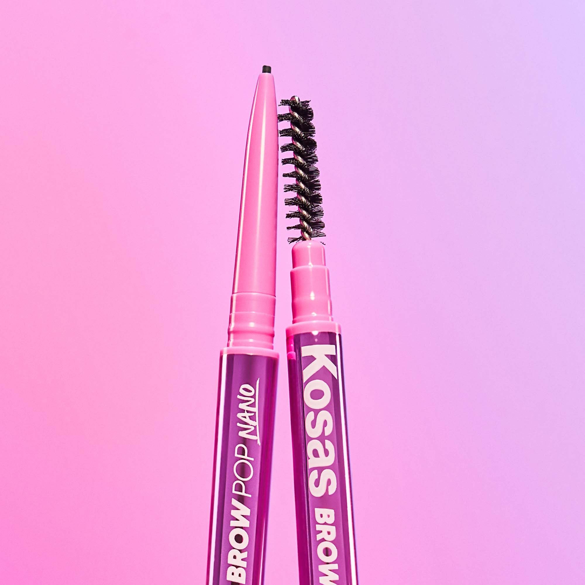 Kosas Brow Pop Nano long-wear, smudge-proof formula in use.