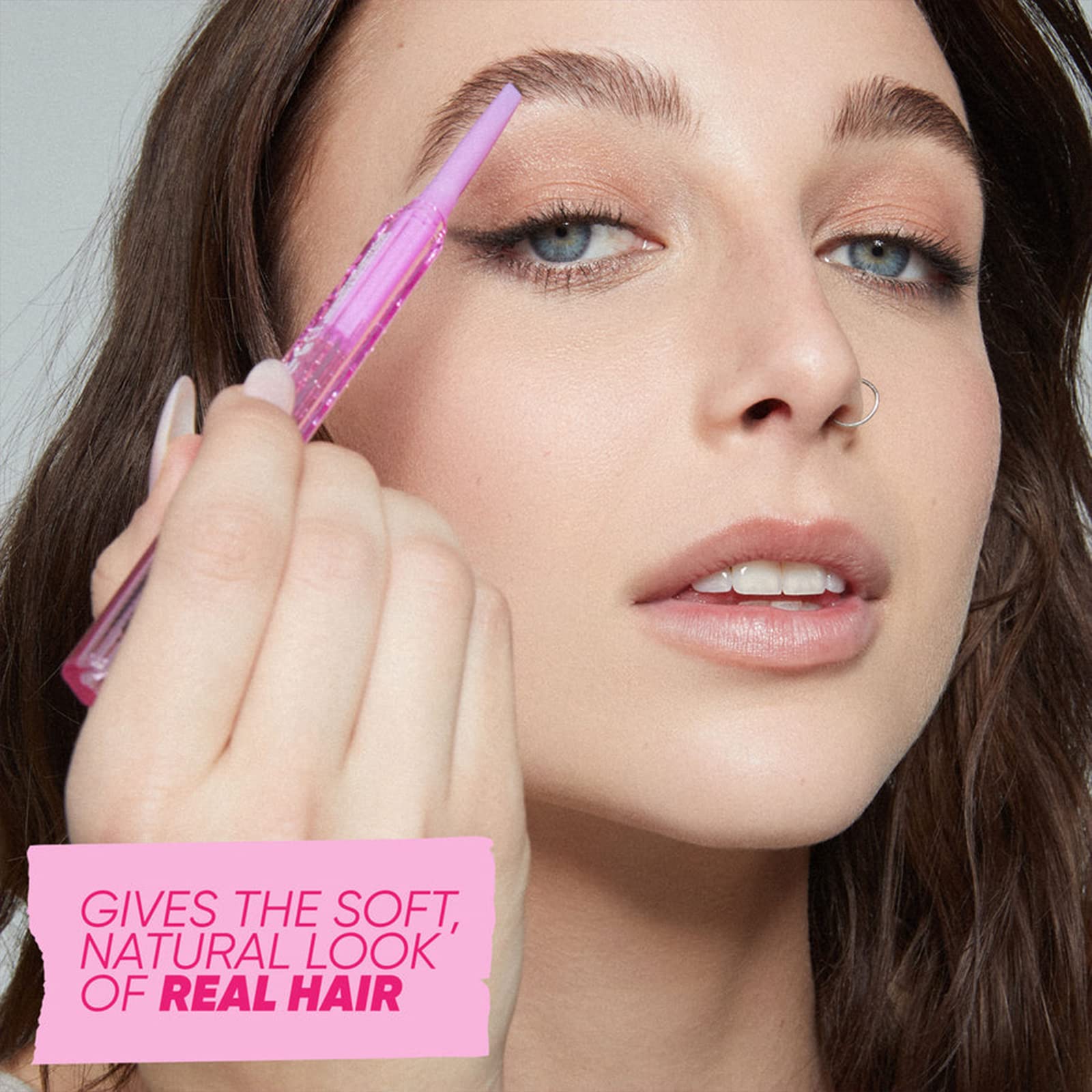 Kosas Brow Pop thick-side fill demonstrates brow fullness with seamless color.