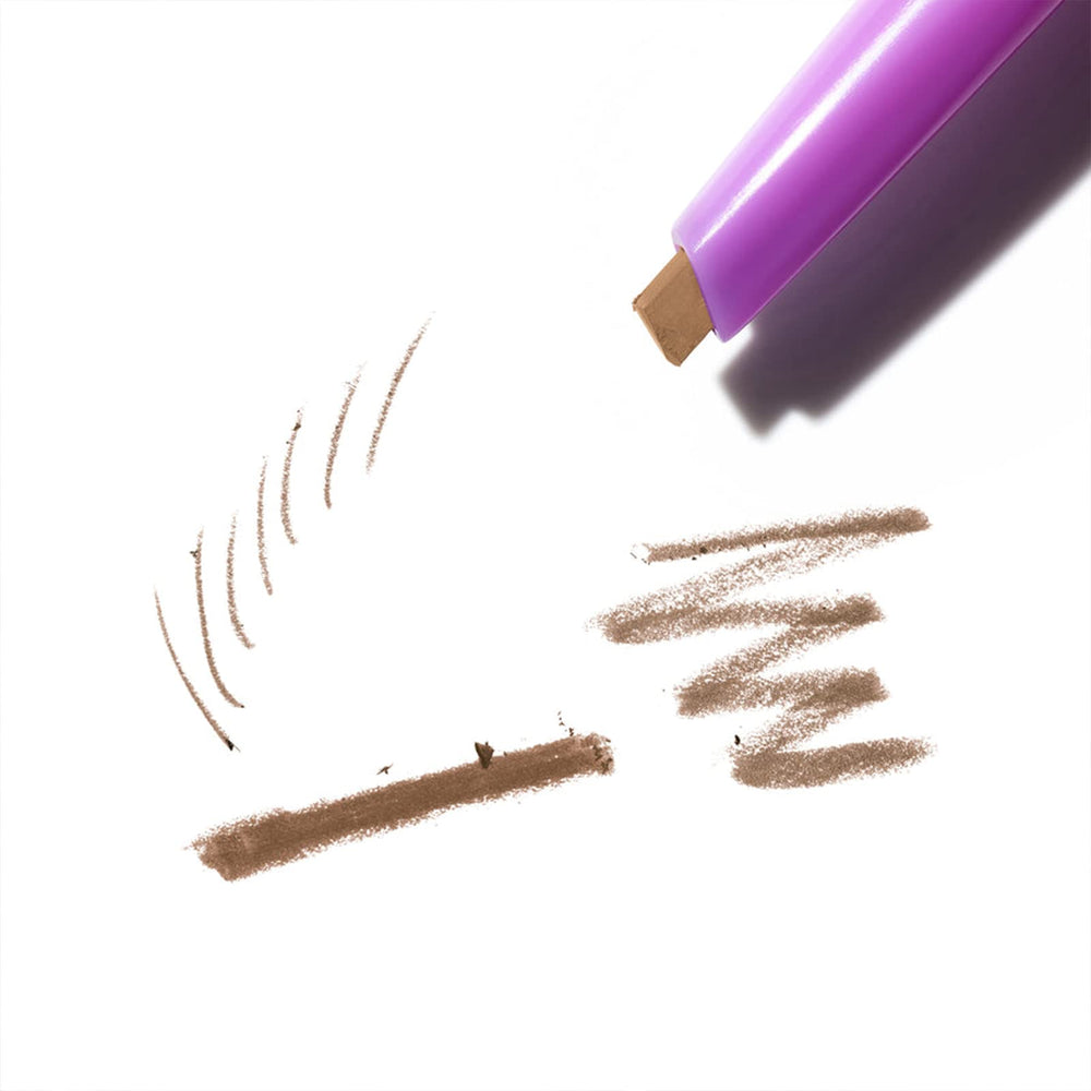 Kosas Brow Pop thin side shapes with feathered hair-like strokes.