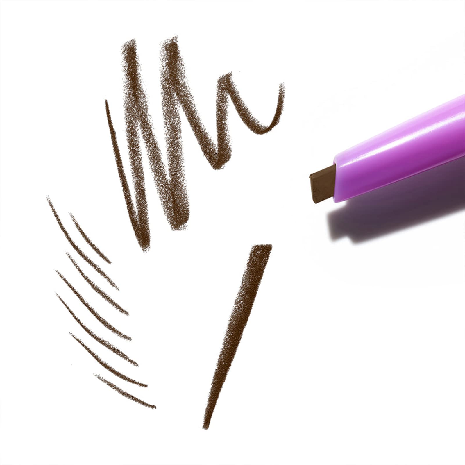 Kosas Brow Pop thin-side feathered strokes for definition.
