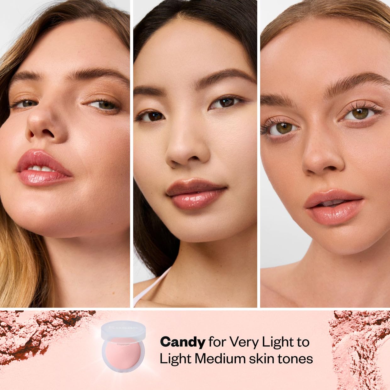 Kosas Cloud Set Candy compact closeup highlights bamboo extract for shine control.