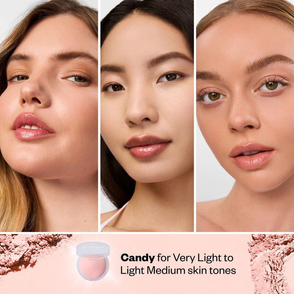Kosas Cloud Set Candy compact closeup highlights bamboo extract for shine control.