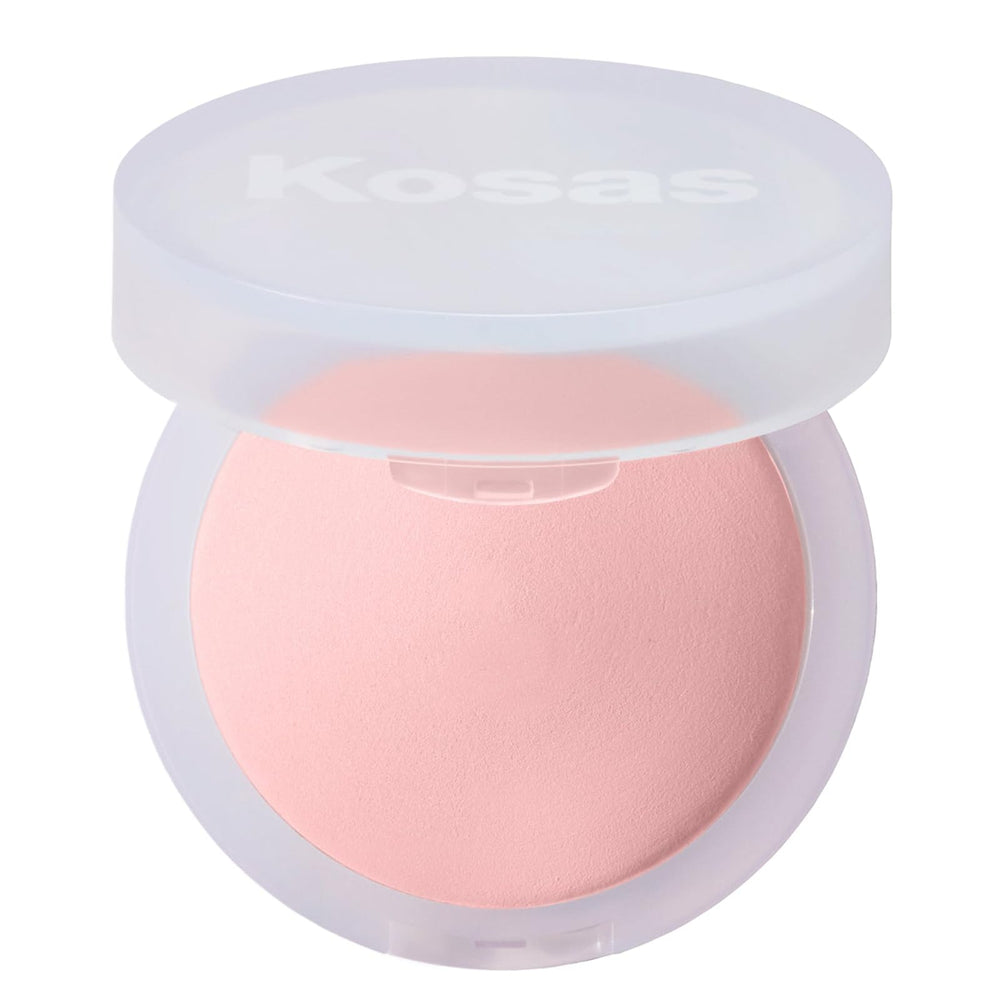 Kosas Cloud Set Candy compact closeup shows weightless, sheer finish for natural radiance.