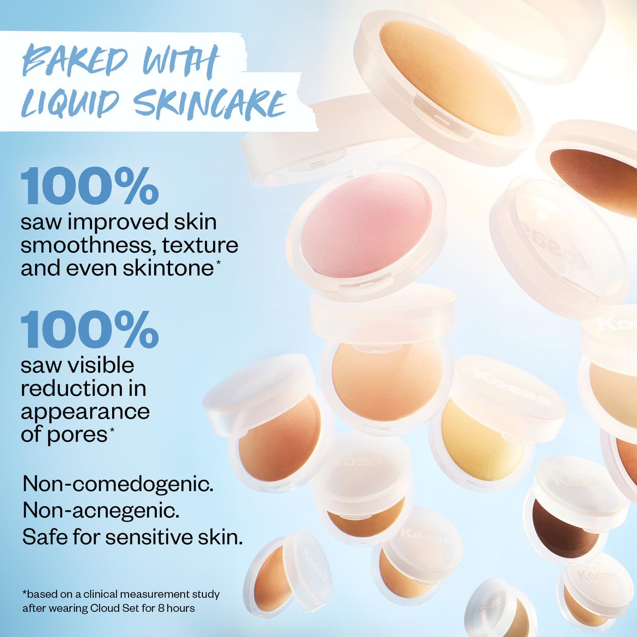 Kosas Cloud Set Candy face shot shows natural, skin-like finish for daily wear.