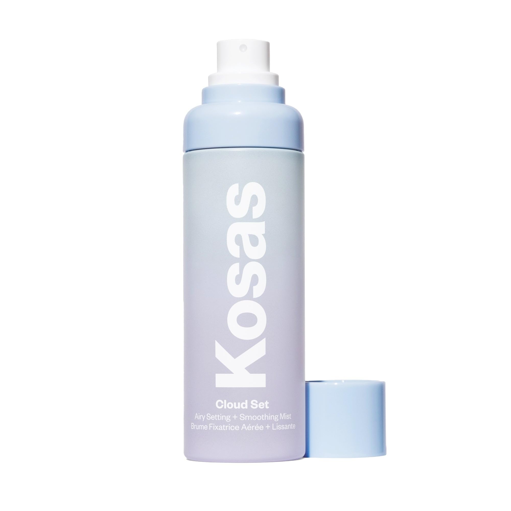 Kosas Cloud Set bottle closeup, hydrating setting for long wear without heaviness.