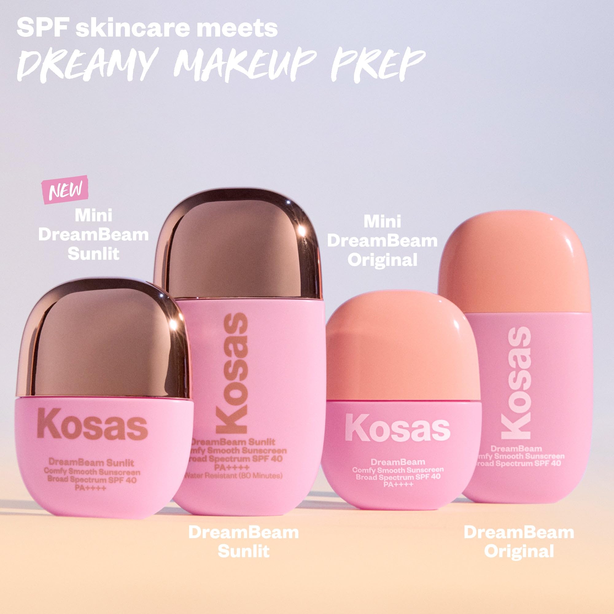 Kosas DreamBeam SPF 40 makeup-base ready skin after application before foundation.