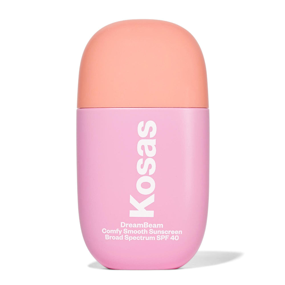 Kosas DreamBeam SPF 40 texture close-up shows lightweight mineral protection for makeup prep.