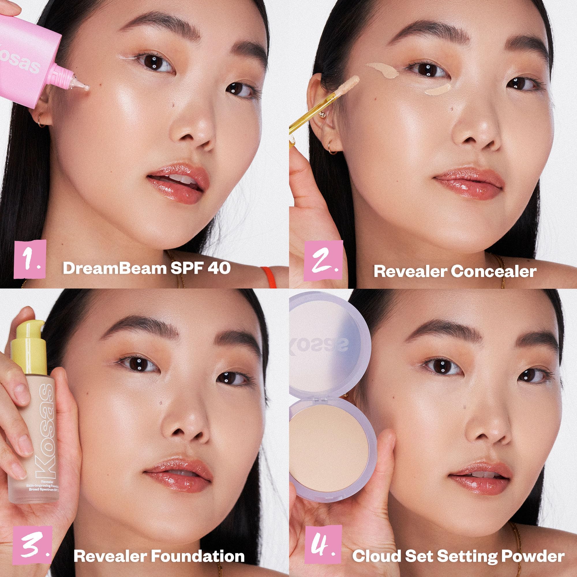 Kosas DreamBeam SPF 40 water-resistant formula for outdoor activities and long wear.
