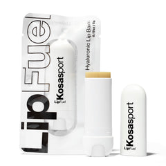 Kosas Lipfuel slim packaging closeup showing a portable, hydrating lip balm.