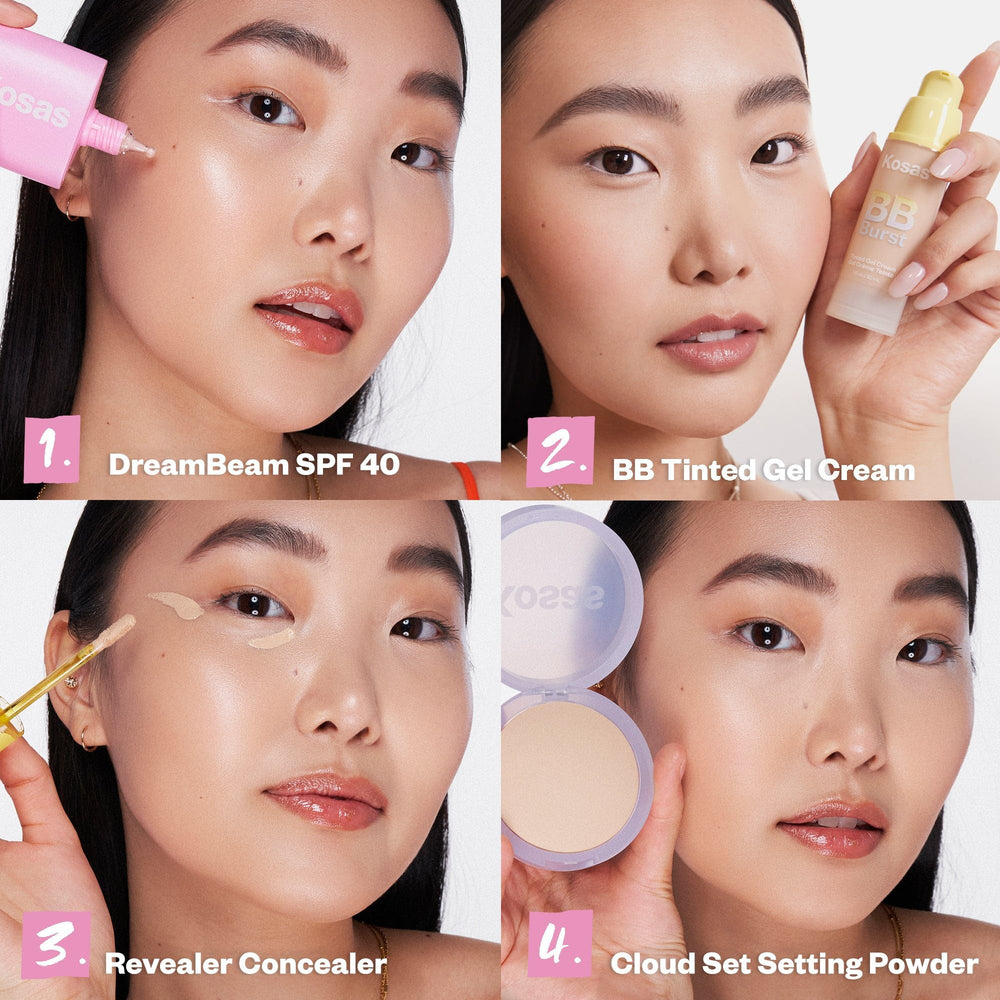 Kosas Mini DreamBeam travel-size cap image highlights compact 15ml packaging