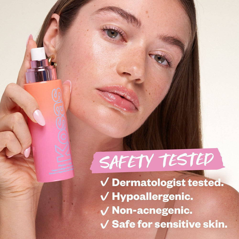 Kosas Plump and Juicy morning routine spray used during routine for gentle refresh
